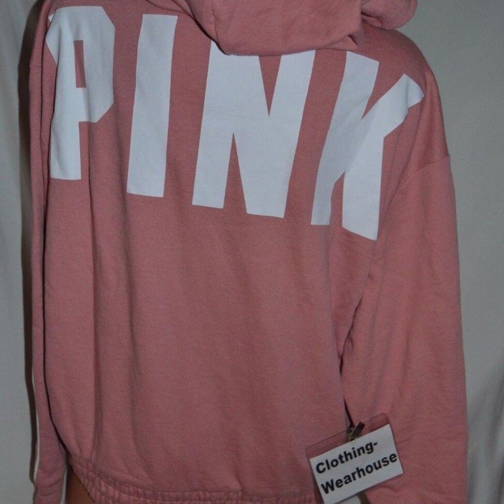 Victoria’s Secret PINK Boyfriend Slouchy Full Zip Hoodie Sweatshirt Logo S new